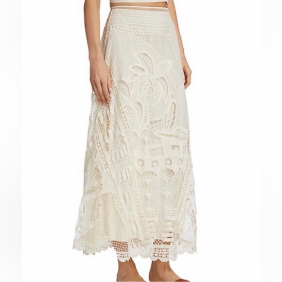 NWT Farm Rio Off White Guipire Lace Maxi Skirt - Sz L - Picture 2 of 4